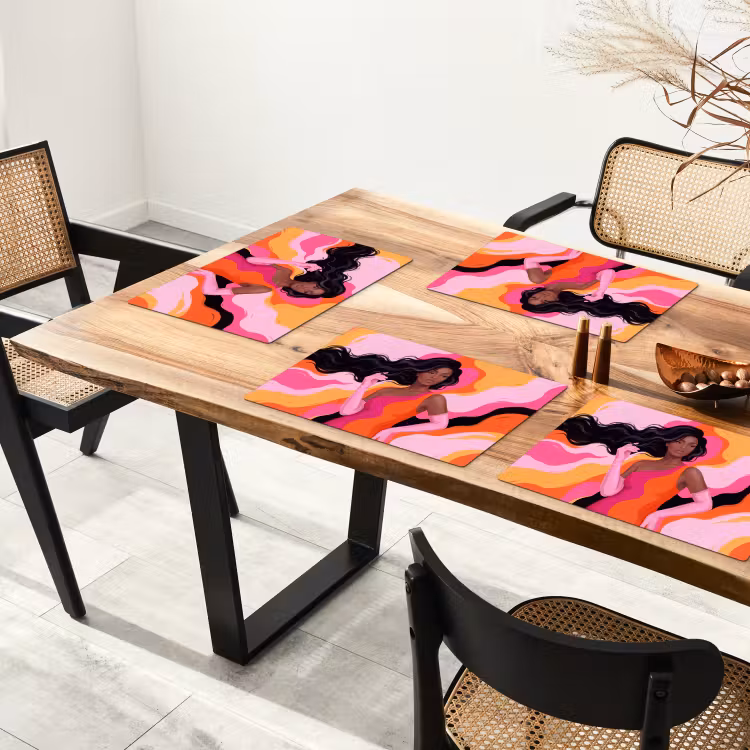 Vrouw - Portret - Kleurrijk - Modern - Kunst Placemat vinyl groot -zzsfeer4_Kitchenyeah-website