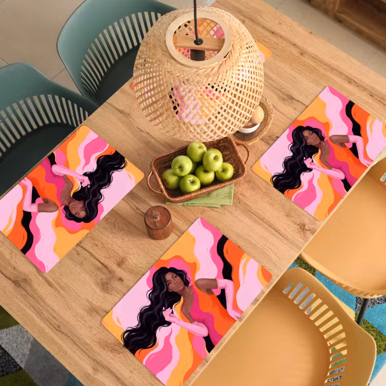 Vrouw - Portret - Kleurrijk - Modern - Kunst Placemat vinyl groot -zzsfeer5_Kitchenyeah-website