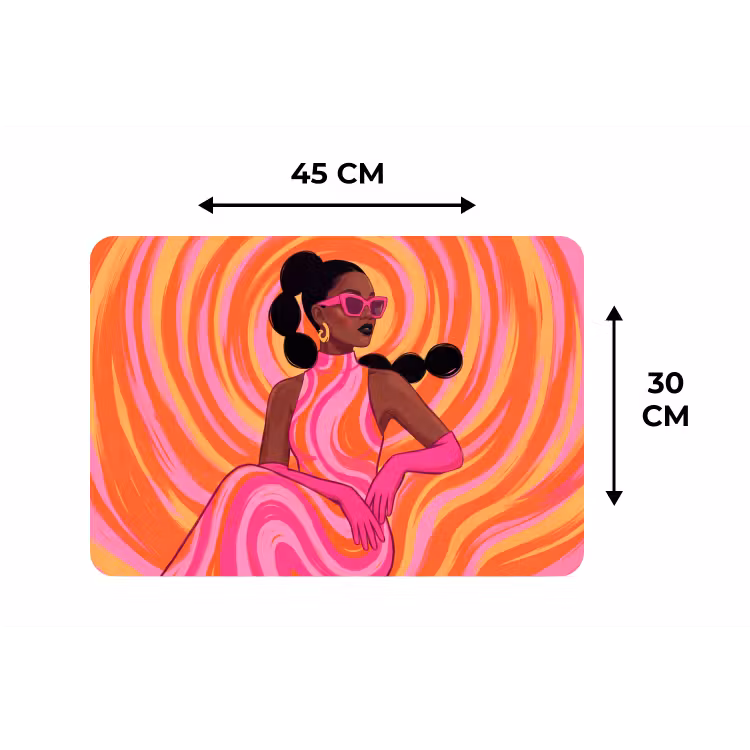 Vrouw - Portret - Kunst - Abstract - Roze Placemat vinyl groot -specs