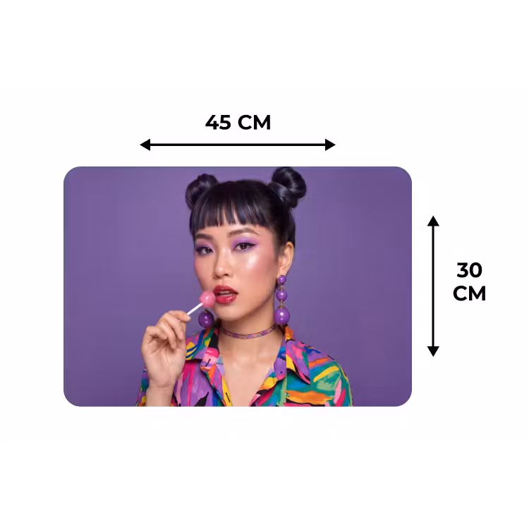 Vrouw - Portret - Make-up - Paars - Levendig Placemat vinyl groot -specs