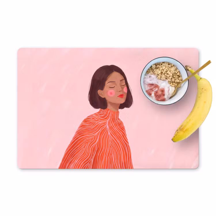 Vrouw - Portret - Modern - Kunst - Roze Placemat vinyl groot -zzzproduct_Kitchenyeah-website