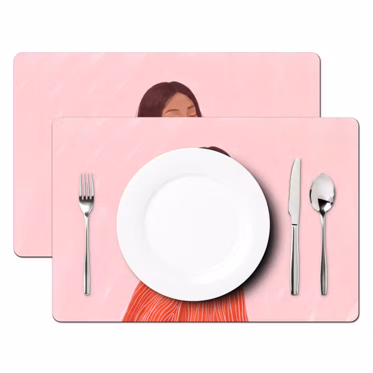 Vrouw - Portret - Modern - Kunst - Roze Placemat vinyl groot -zzsfeer2_Kitchenyeah-website
