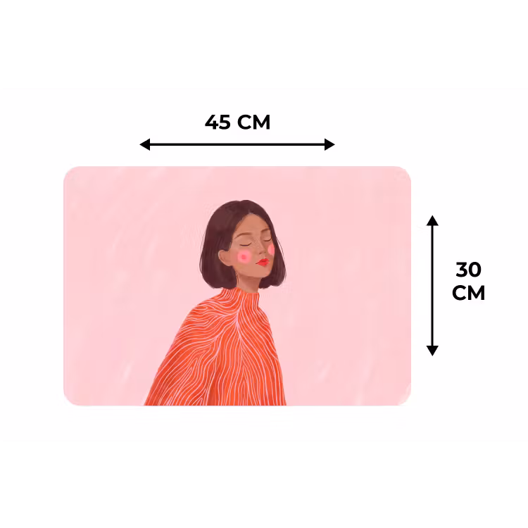 Vrouw - Portret - Modern - Kunst - Roze Placemat vinyl groot -specs