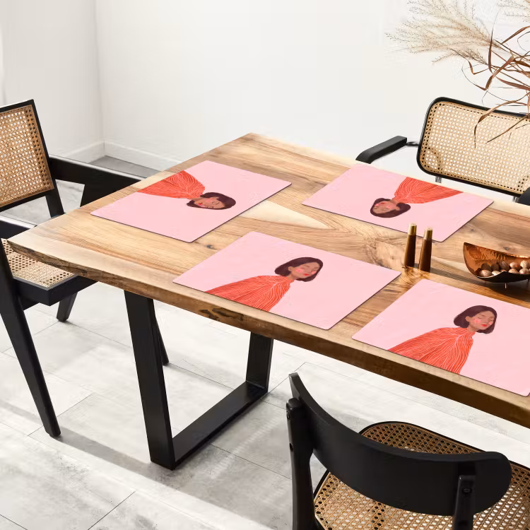 Vrouw - Portret - Modern - Kunst - Roze Placemat vinyl groot -zzsfeer4_Kitchenyeah-website
