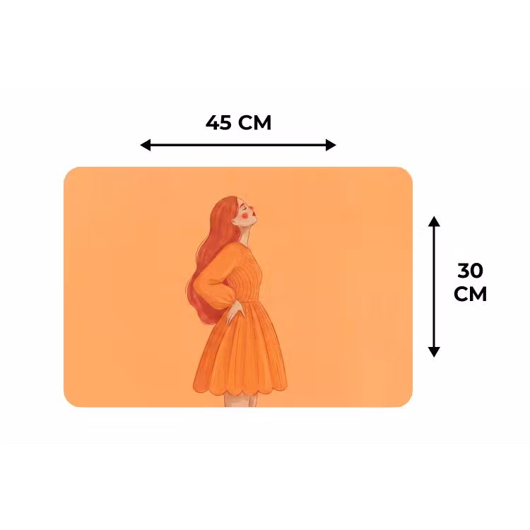 Vrouw - Profiel - Mensen - Modern - Oranje Placemat vinyl groot -specs