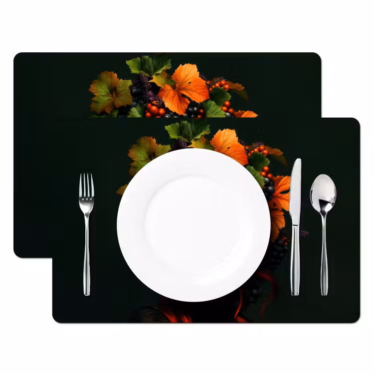 Vrouw - Rood - Groen - Druiven Placemat vinyl groot -zzsfeer2_Kitchenyeah-website