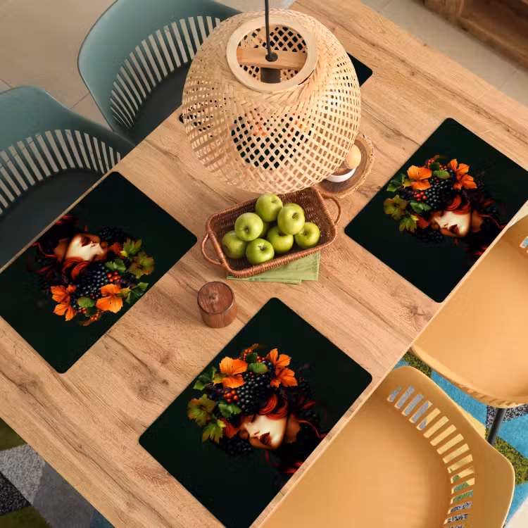 Vrouw - Rood - Groen - Druiven Placemat vinyl groot -zzsfeer5_Kitchenyeah-website