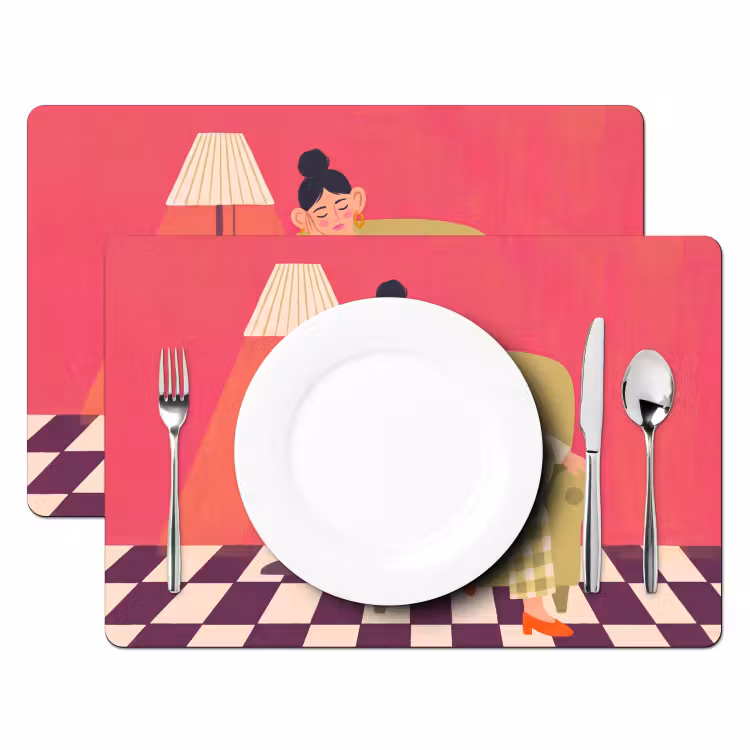 Vrouw - Rust - Interieur - Modern - Kunst Placemat vinyl groot -zzsfeer2_Kitchenyeah-website