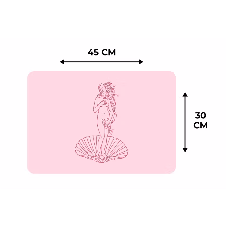 Vrouw - Schelp - Kunst - Lijntekening - Roze Placemat vinyl groot -specs