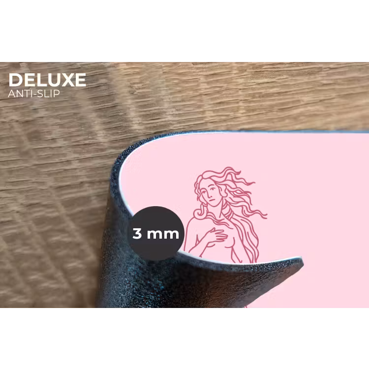 Vrouw - Schelp - Kunst - Lijntekening - Roze Placemat vinyl groot -closeup
