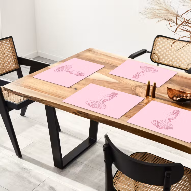 Vrouw - Schelp - Kunst - Lijntekening - Roze Placemat vinyl groot -zzsfeer4_Kitchenyeah-website