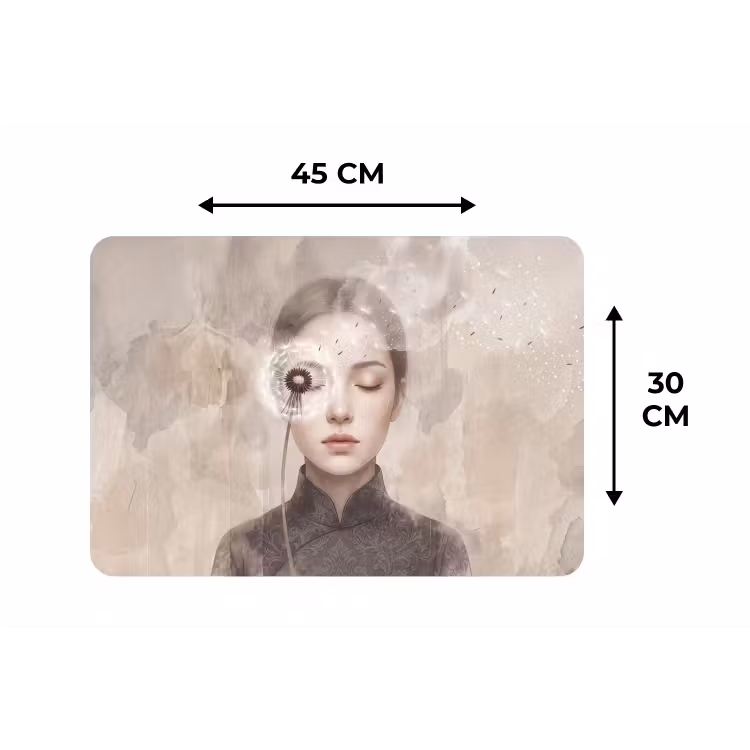 Vrouw - Sereen - Grijs Placemat vinyl groot -specs