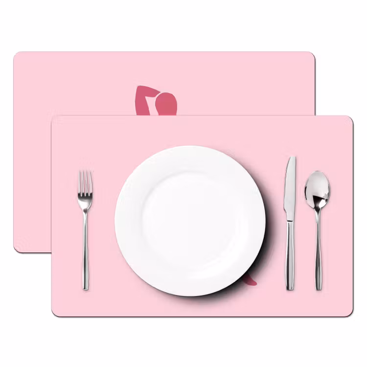 Vrouw - Silhouet - Abstract - Modern - Roze Placemat vinyl groot -zzsfeer2_Kitchenyeah-website