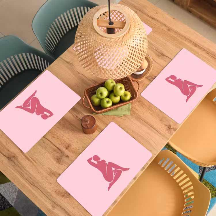 Vrouw - Silhouet - Abstract - Modern - Roze Placemat vinyl groot -zzsfeer5_Kitchenyeah-website