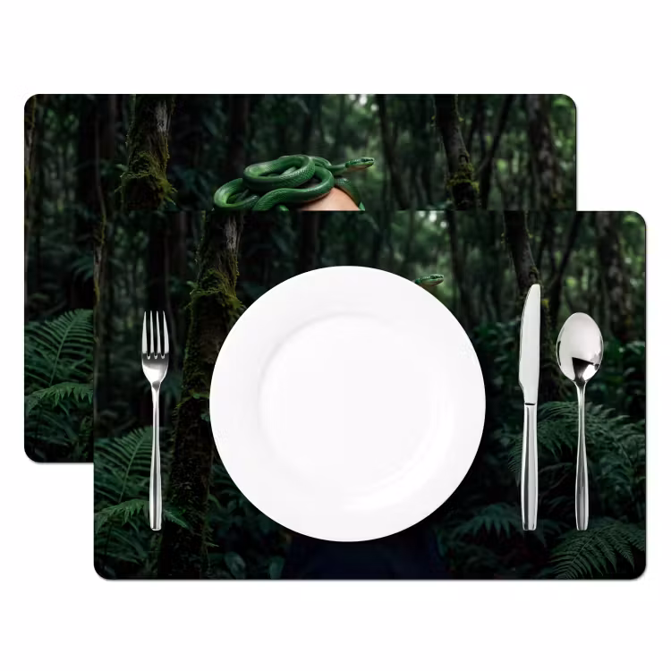 Vrouw - Slang - Natuur - Mystiek - Groen Placemat vinyl groot -zzsfeer2_Kitchenyeah-website