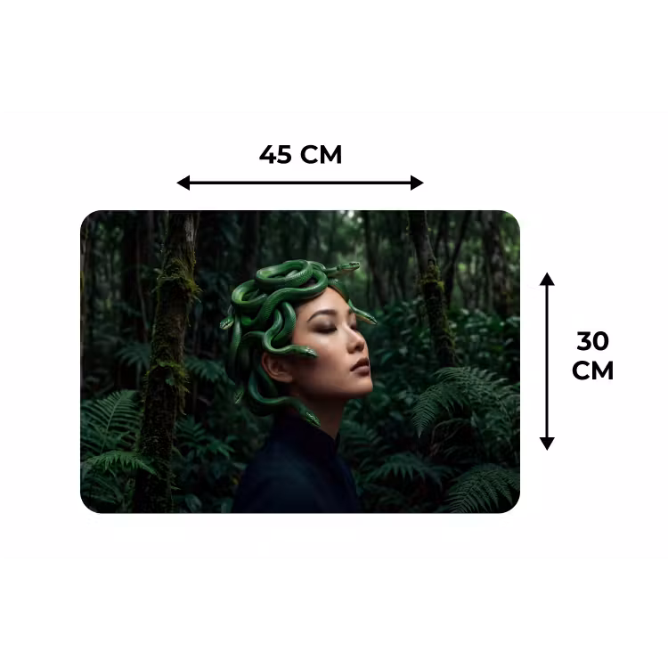 Vrouw - Slang - Natuur - Mystiek - Groen Placemat vinyl groot -specs