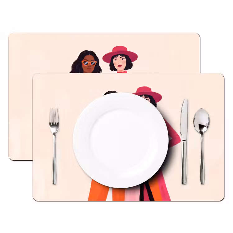 Vrouw - Twee - Mode - Abstract - Kleurrijk Placemat vinyl groot -zzsfeer2_Kitchenyeah-website