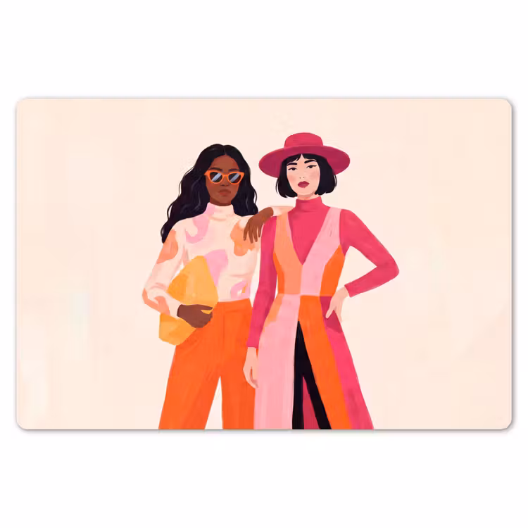 Vrouw - Twee - Mode - Abstract - Kleurrijk Placemat vinyl groot -zzsfeer1_Kitchenyeah-website