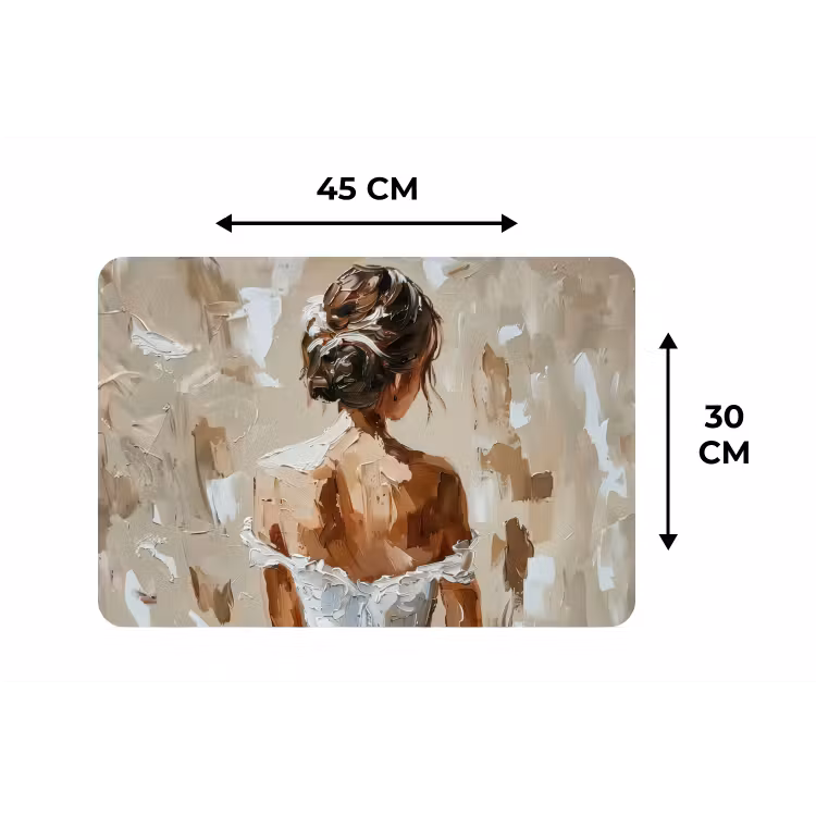 Vrouw - Verf - Abstract - Beige - Modern Placemat vinyl groot -specs