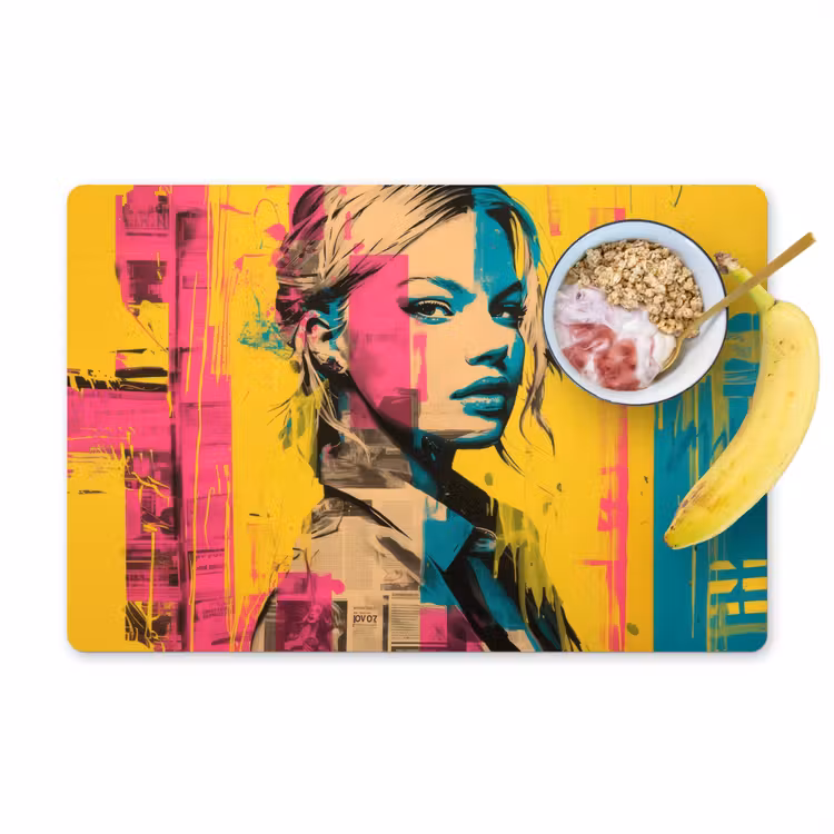Vrouw - Verfstrepen - Gekleurd Placemat vinyl groot -zzzproduct_Kitchenyeah-website
