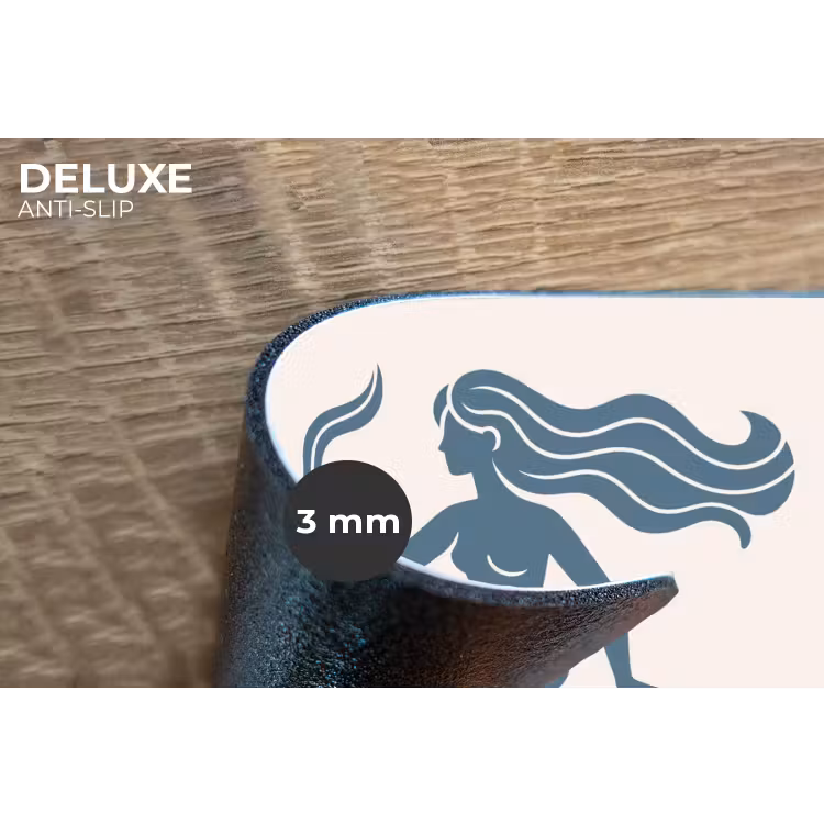 Vrouw - Vis - Fantasie - Abstract - Blauw Placemat vinyl groot -closeup