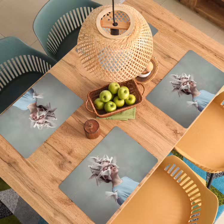 Vrouw - Vogels - Abstract - Modern - Wit Placemat vinyl groot -zzsfeer5_Kitchenyeah-website