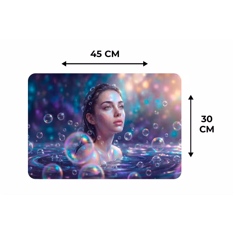 Vrouw - Water - Portret - Kleurrijk - Modern Placemat vinyl groot -specs