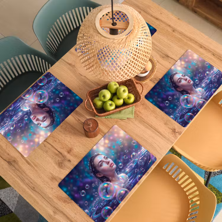 Vrouw - Water - Portret - Kleurrijk - Modern Placemat vinyl groot -zzsfeer5_Kitchenyeah-website