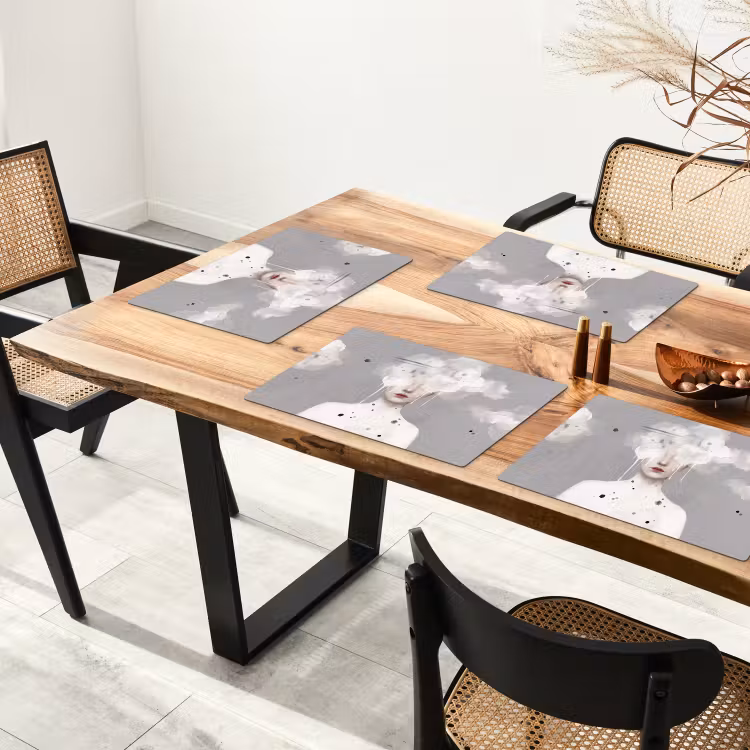 Vrouw - Wolk - Grijs Placemat vinyl groot -zzsfeer4_Kitchenyeah-website