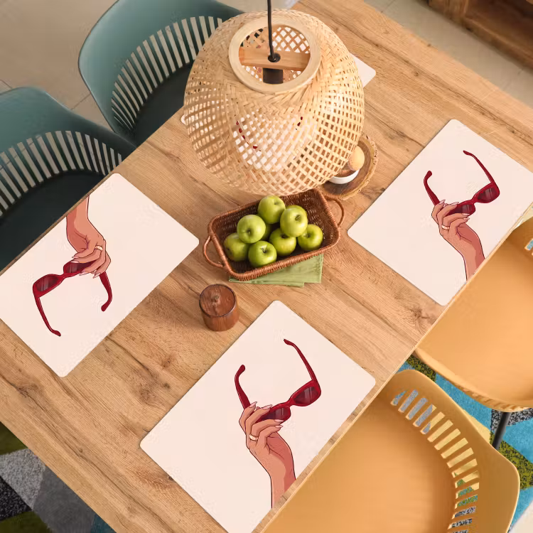 Vrouw - Zonnebril - Mode - Rood - Illustratie Placemat vinyl groot -zzsfeer5_Kitchenyeah-website