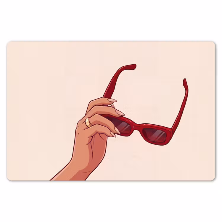 Vrouw - Zonnebril - Mode - Rood - Illustratie Placemat vinyl groot -zzsfeer1_Kitchenyeah-website