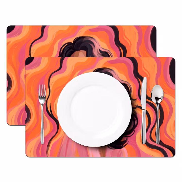 Vrouw - Zonnebril - Modern - Portret - Oranje Placemat vinyl groot -zzsfeer2_Kitchenyeah-website