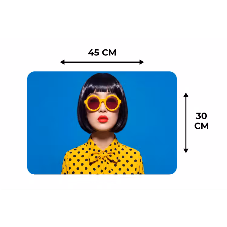 Vrouw - Zonnebril - Pop Art - Portret - Geel Placemat vinyl groot -specs