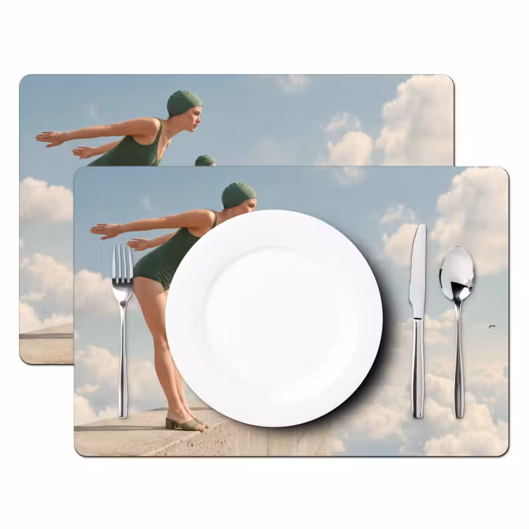 Placemat - 6 stuks - Vrouwen - Duikhouding - Wolken - Vrouwen - Duikhouding - Wolken Placemat vinyl groot