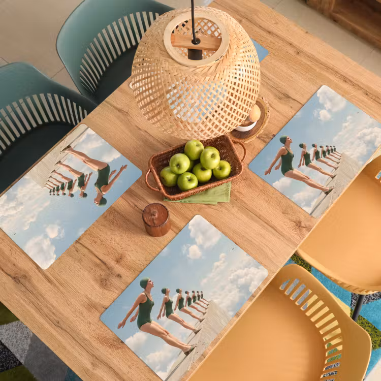 Placemat - 6 stuks - Vrouwen - Duikhouding - Wolken - Vrouwen - Duikhouding - Wolken Placemat vinyl groot