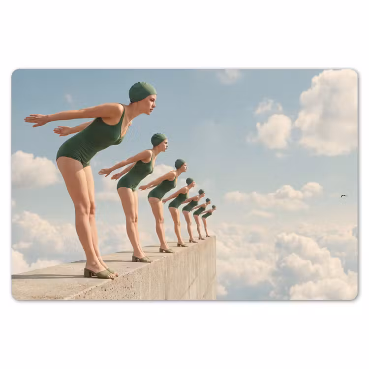 Placemat - 6 stuks - Vrouwen - Duikhouding - Wolken - Vrouwen - Duikhouding - Wolken Placemat vinyl groot