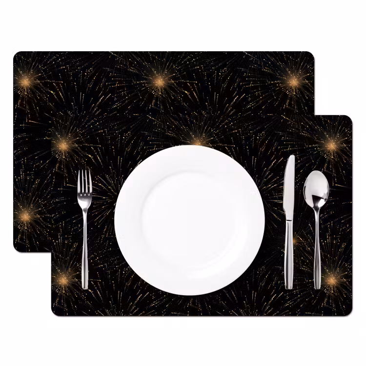 Vuurwerk - Patroon - Feestelijk - Goud - Zwart Placemat vinyl groot 368 -zzsfeer2_Kitchenyeah-website