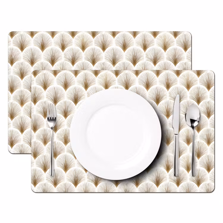 Waaiers - Art Deco - Elegant - Goud - Wit Placemat vinyl groot 368 -zzsfeer2_Kitchenyeah-website