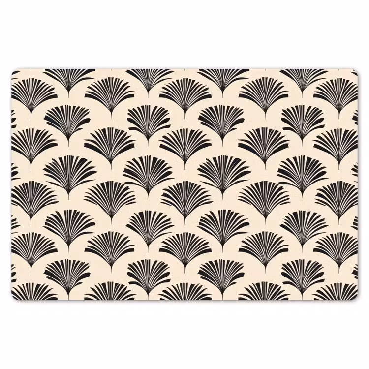 Waaiers - Botanisch - Zwart - Beige Placemat vinyl groot 368 -zzsfeer1_Kitchenyeah-website