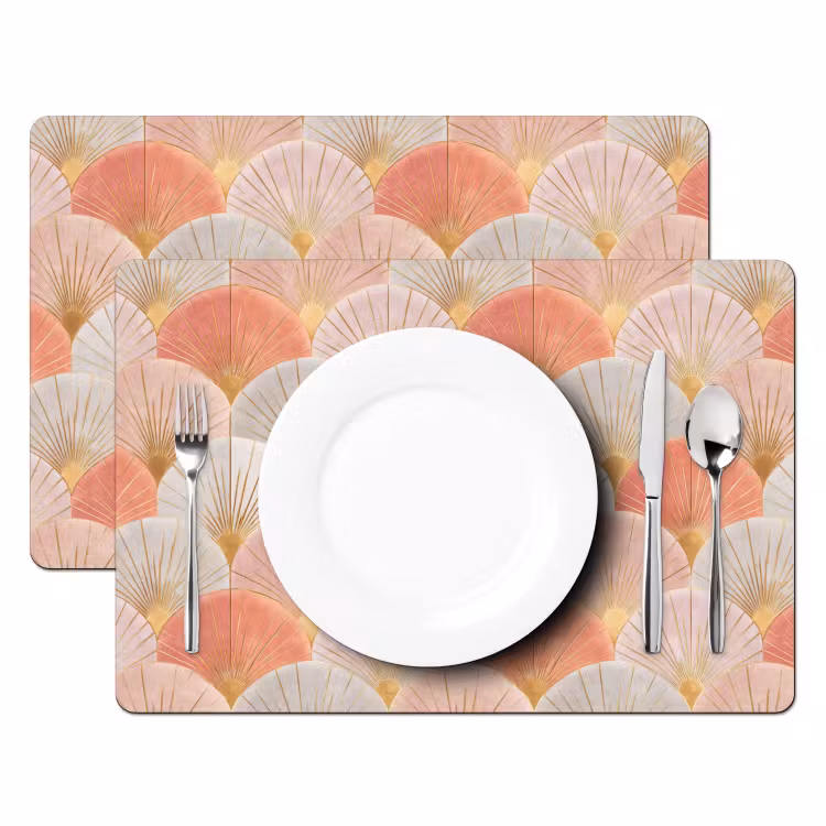 Waaiers - Goud - Roze Placemat vinyl groot 368 -zzsfeer2_Kitchenyeah-website