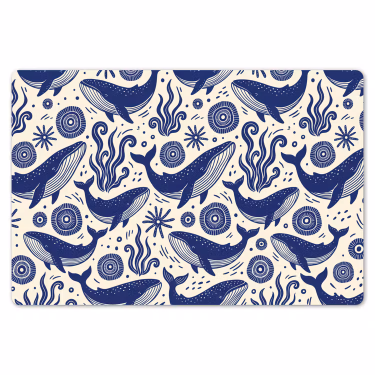 Walvis - Onderwater - Dieren - Abstract - Blauw Placemat vinyl groot -zzsfeer1_Kitchenyeah-website