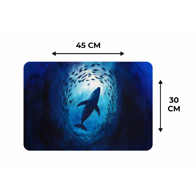 Walvis - Vissen - Donkerblauw Placemat vinyl groot -specs
