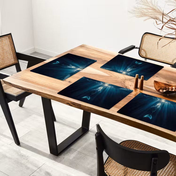 Walvis - Water - Zonnestralen - Blauw Placemat vinyl groot -zzsfeer4_Kitchenyeah-website