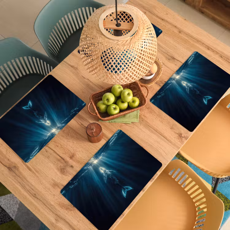 Walvis - Water - Zonnestralen - Blauw Placemat vinyl groot -zzsfeer5_Kitchenyeah-website