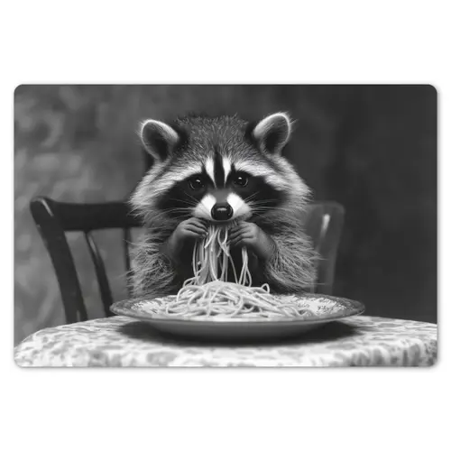 Wasbeer - Cute - Pasta - Tafelkleed - Zwart - Wit Placemat vinyl groot -zzsfeer1_Kitchenyeah-website