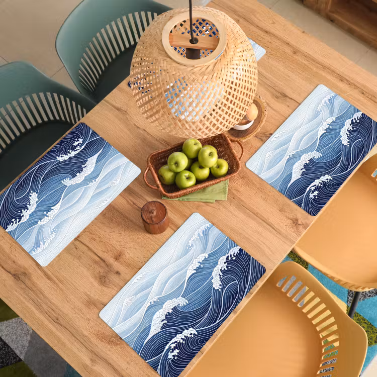 Water - Mozaïek - Landschap - Modern - Blauw Placemat vinyl groot -zzsfeer5_Kitchenyeah-website