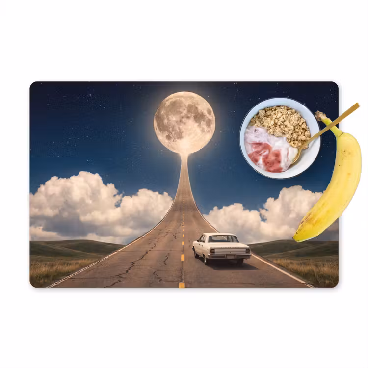 Placemat - 6 stuks - Weg - Maan - Nacht - Weg - Maan - Nacht Placemat vinyl groot