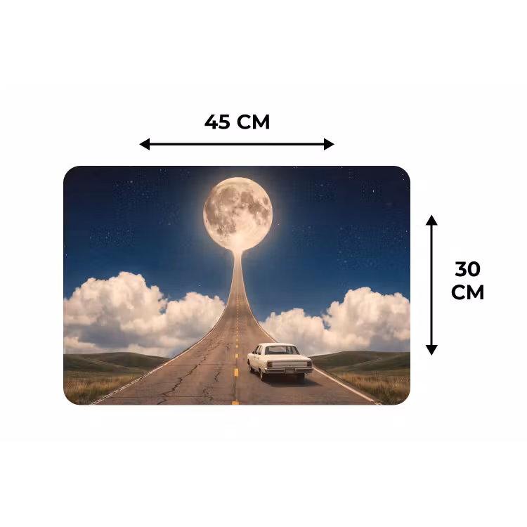 Placemat - 6 stuks - Weg - Maan - Nacht - Weg - Maan - Nacht Placemat vinyl groot