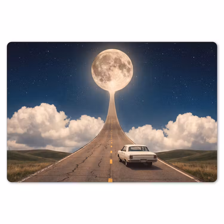 Placemat - 6 stuks - Weg - Maan - Nacht - Weg - Maan - Nacht Placemat vinyl groot