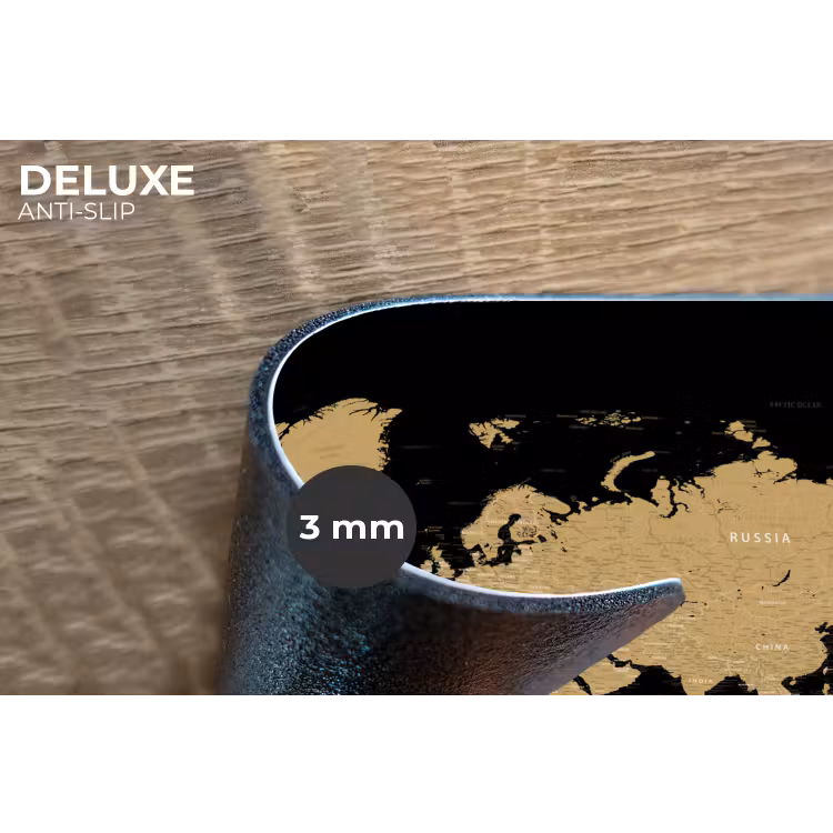 Wereldkaart - Beige - Zwart Placemat vinyl groot -closeup